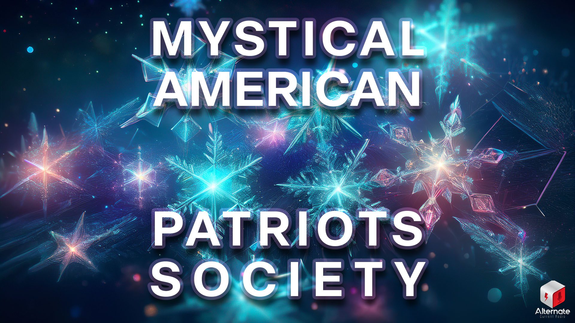 A collection of glowing, intricately detailed snowflakes floats against a dark, star‑filled background. Each snowflake has a unique crystalline pattern illuminated in shades of blue, cyan, and hints of pink and purple.