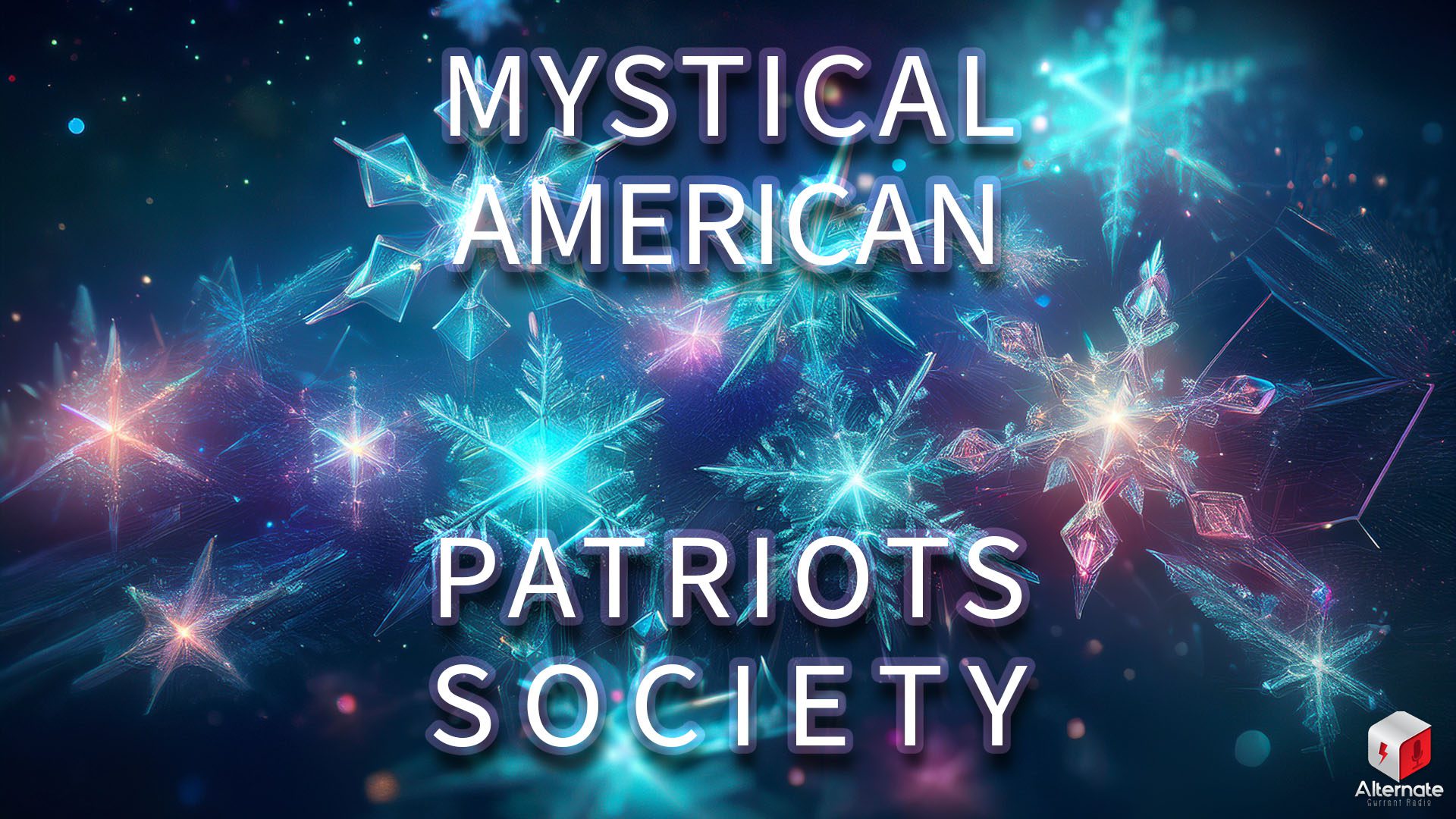 A collection of glowing, intricately detailed snowflakes floats against a dark, star‑filled background. Each snowflake has a unique crystalline pattern illuminated in shades of blue, cyan, and hints of pink and purple.