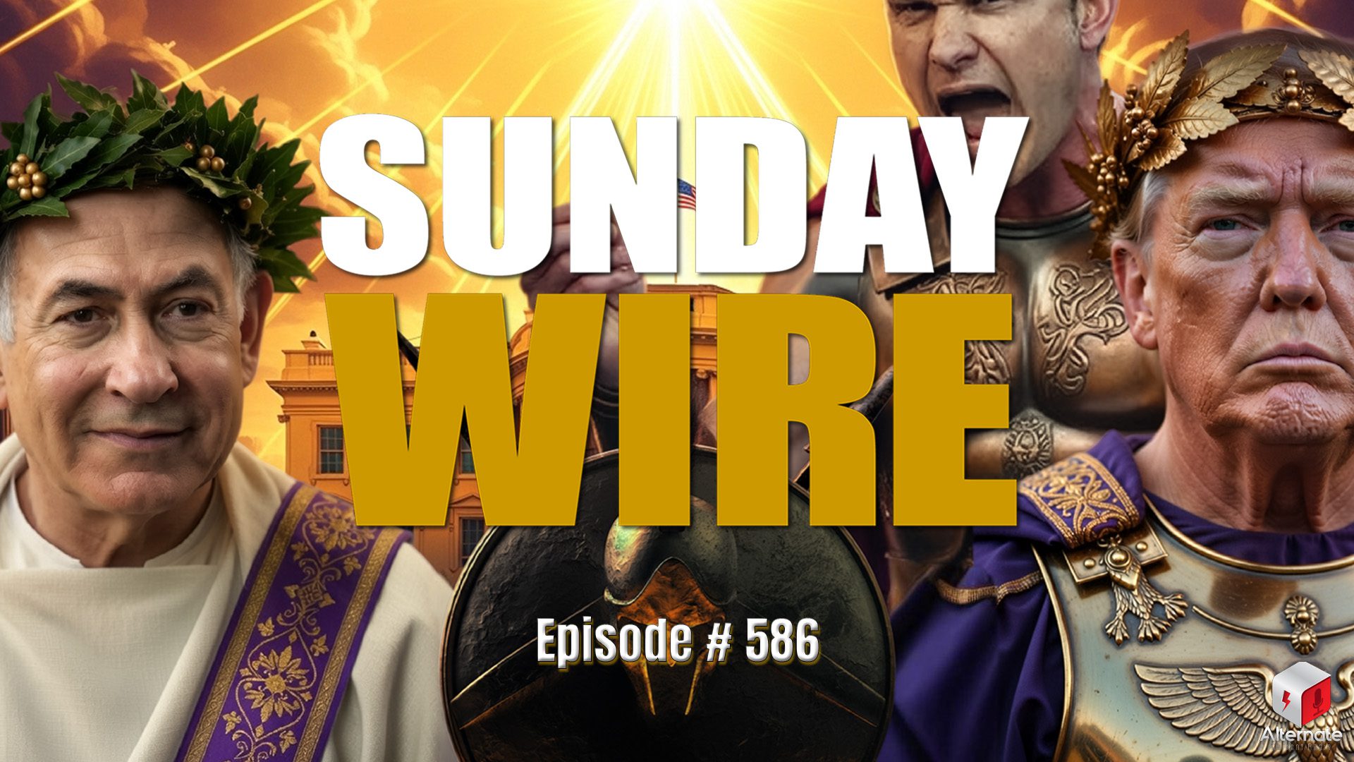 A Roman likeness of certain world leaders attached to the attack on Iran